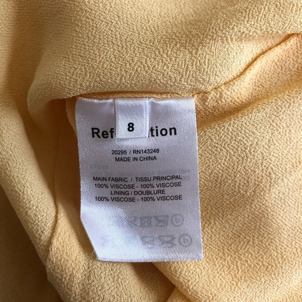 Reformation Pale Yellow Midi Dress with Ruffle Hem - Picture 6 of 6